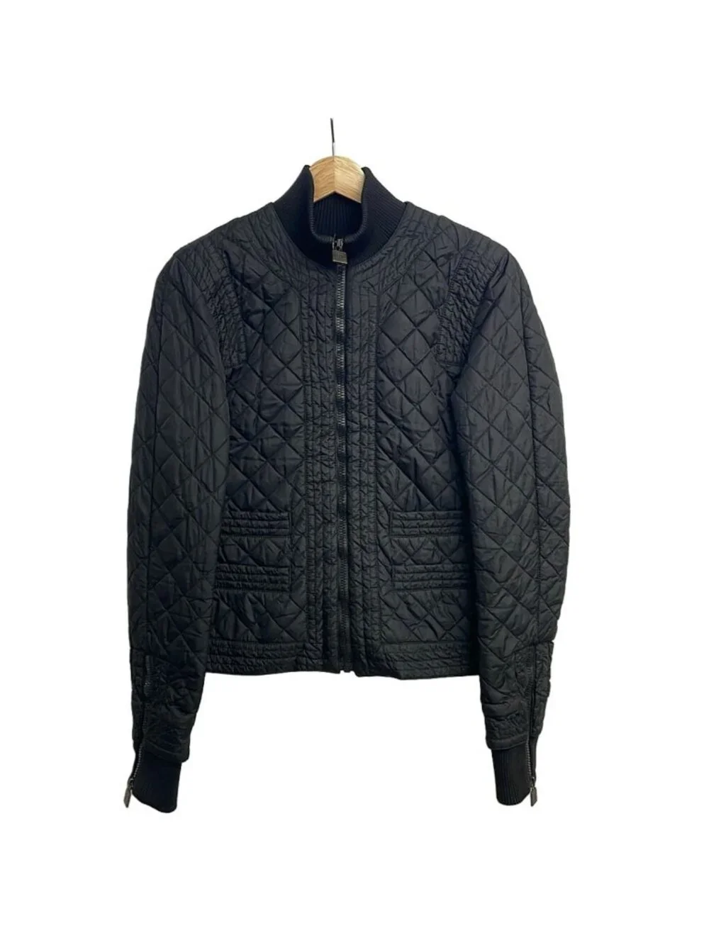 Chanel Jacket M Black Long Sleeve Sports Line Quilted